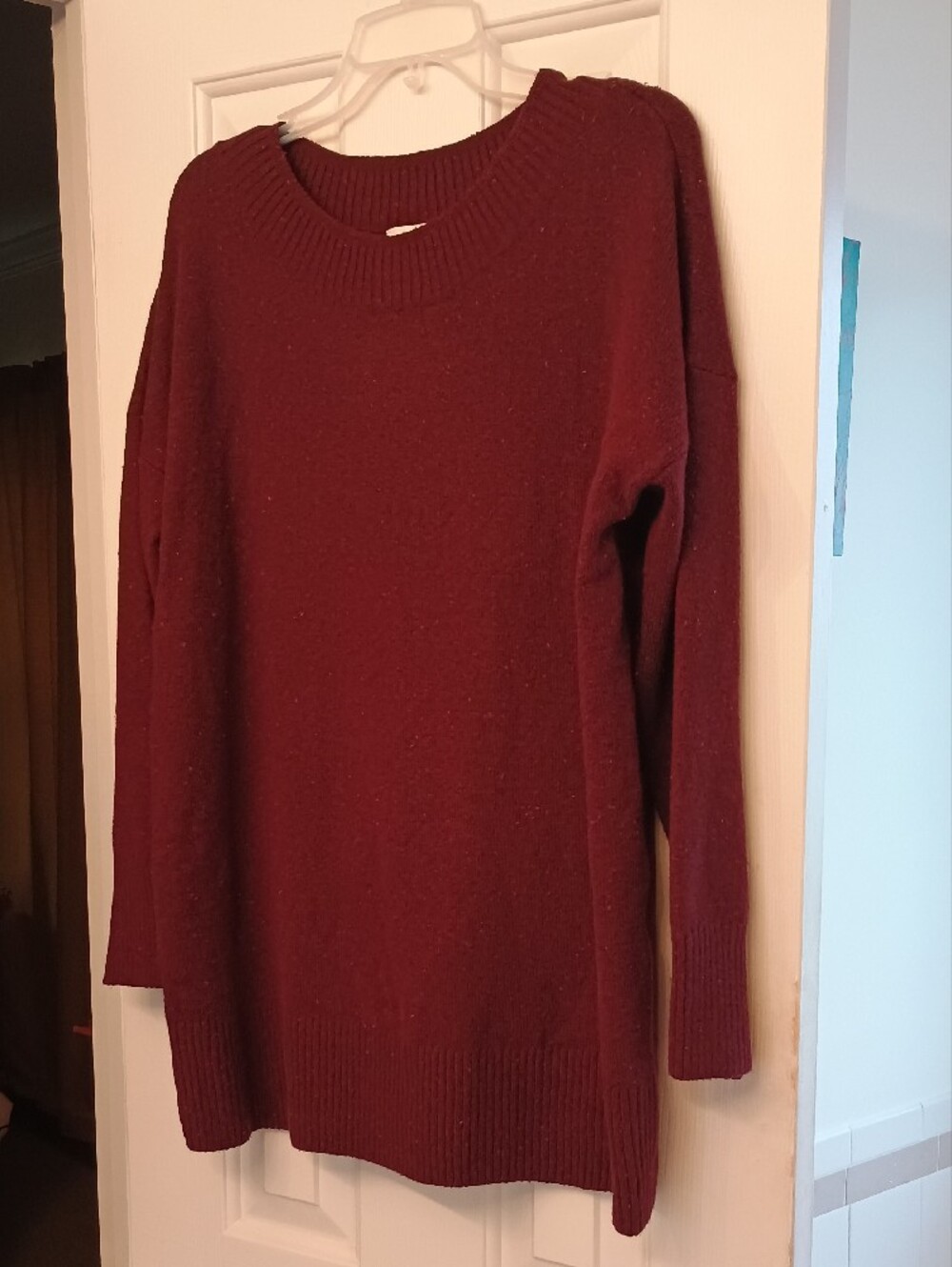 Pure Jill Acaimulti Maroon Burgundy Relaxed Style Long Sleeve Sweater